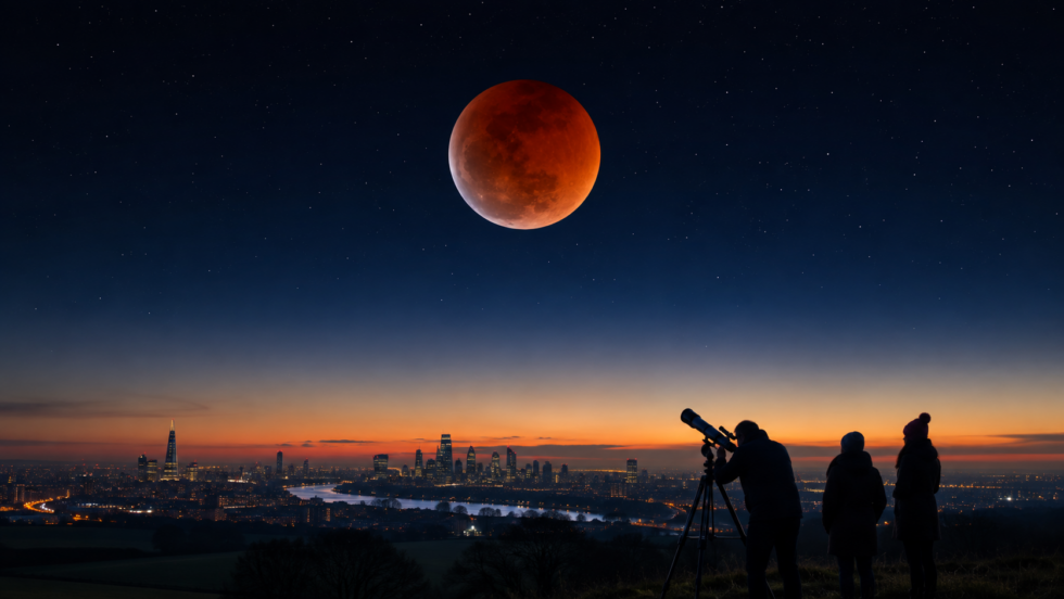 How to watch the 2026 lunar eclipse in Kent, Ashford and London on 28 August, with exact UK times, best viewing direction, local weather outlook, safety advice, photo tips and what to expect in Kent.