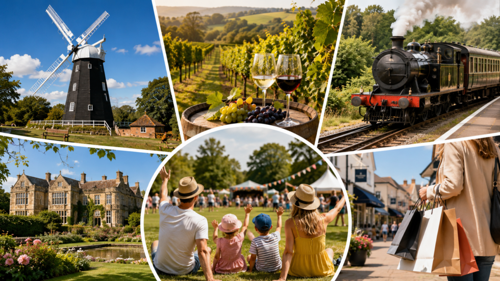 What's on in Ashford and Kent this weekend, 22&ndash;23 August 2026? Discover windmill open days, vineyard tours, heritage railways, shopping and family days out, with times, prices and travel tips.