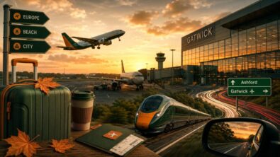 Find cheap autumn 2026 flights from airports near Kent, including Gatwick and Southend, plus the fastest Ashford to Gatwick route by car and train, realistic journey times and costs.